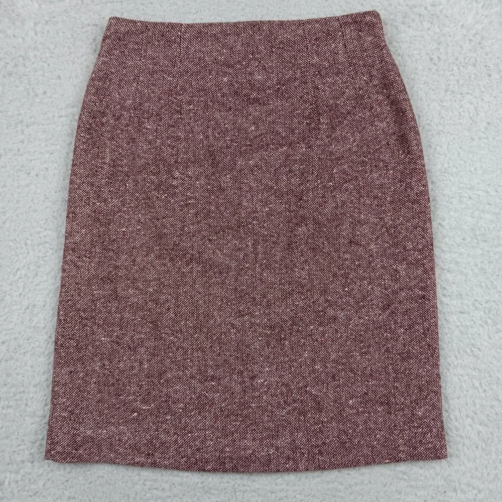 J.G. Hook Skirt Pencil 8 Burgundy Tweed Wool Blend 23-0371-7